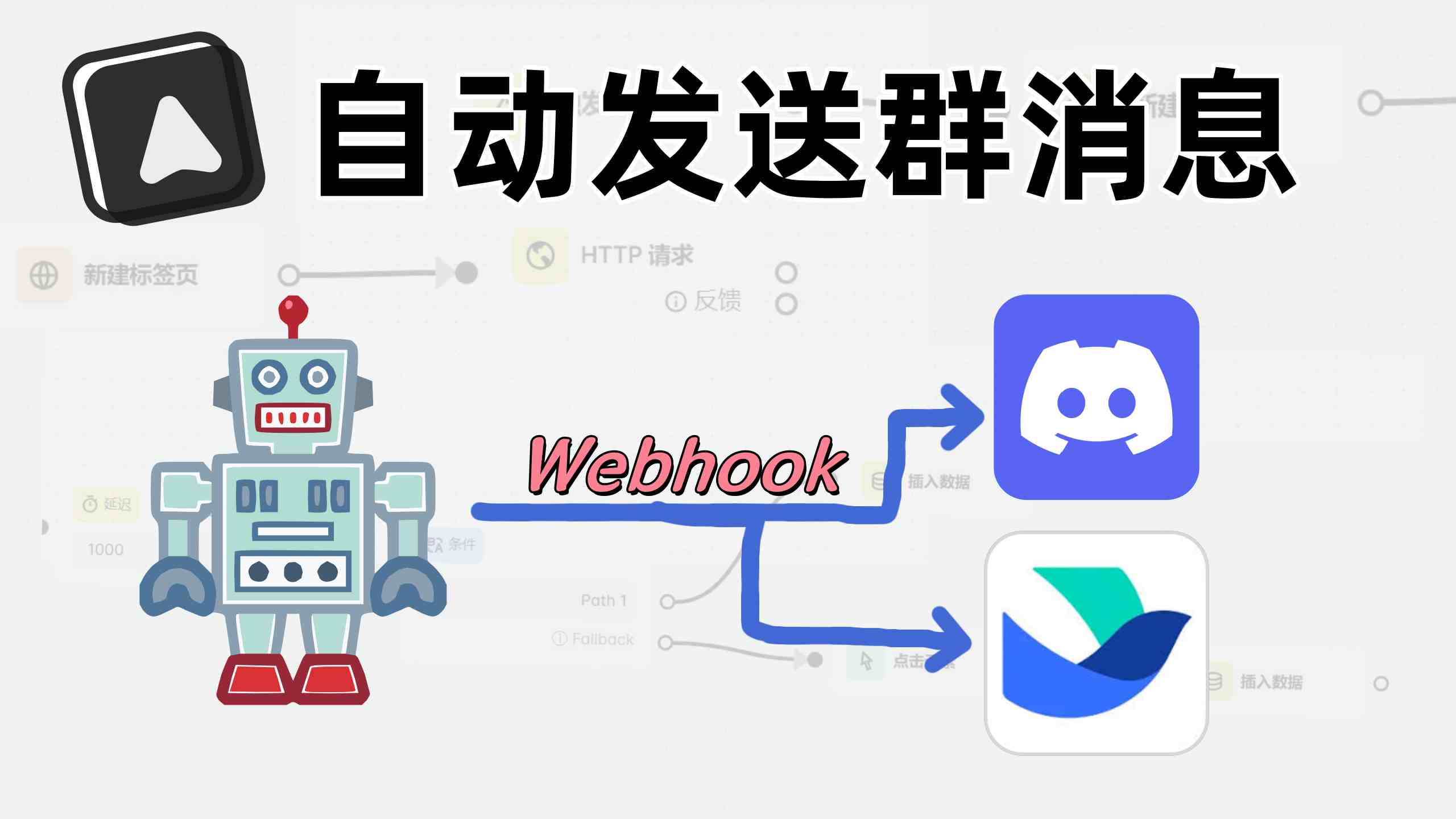Webhook发送群聊消息到Discord和飞书Lark教程，Automa自动化工作流完成发送通知，最简单的浏览器自动化操作神器Automa